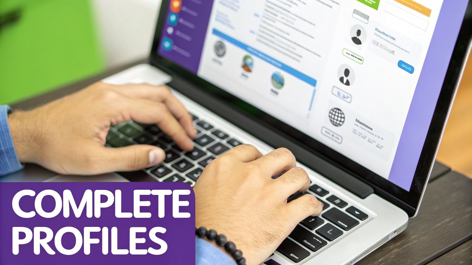 A professional profile card showing enriched data points like email, phone, and social media links.