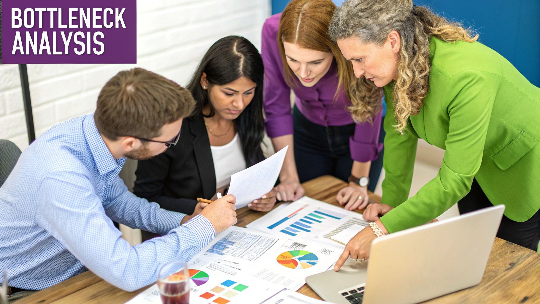 A team of recruiters collaborating in a modern office, focused on improving their process.