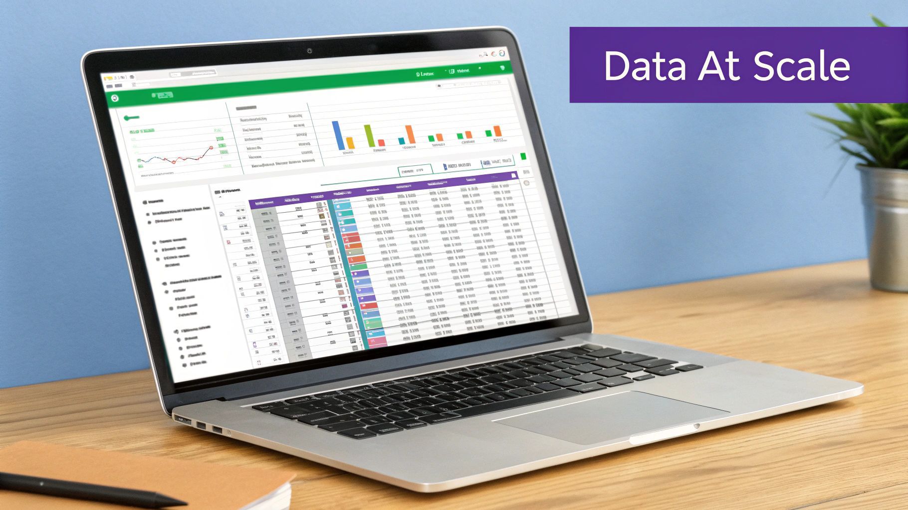 A professional analyzing data on a computer screen, representing social media scraping.