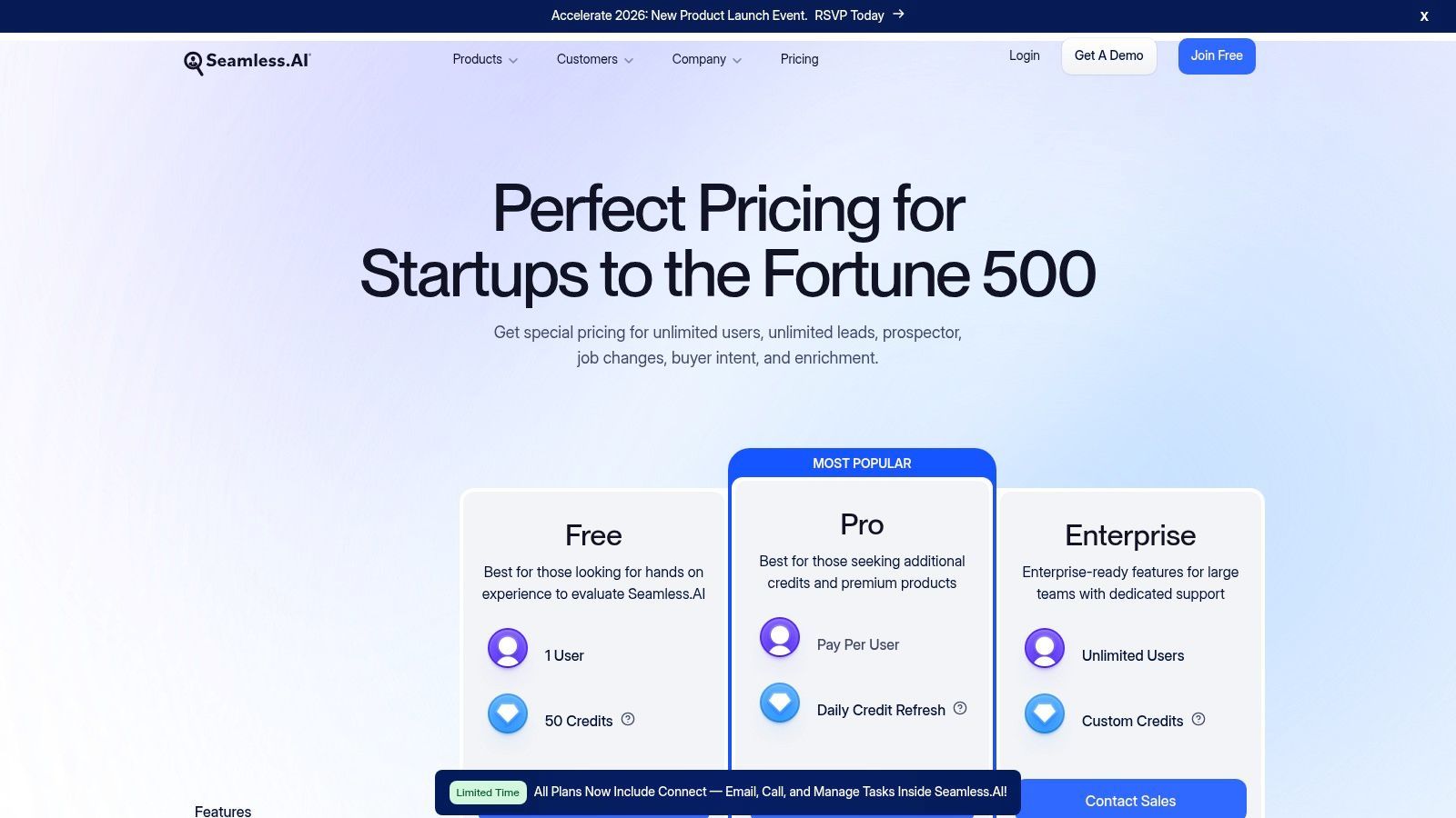 Seamless.AI pricing tiers
