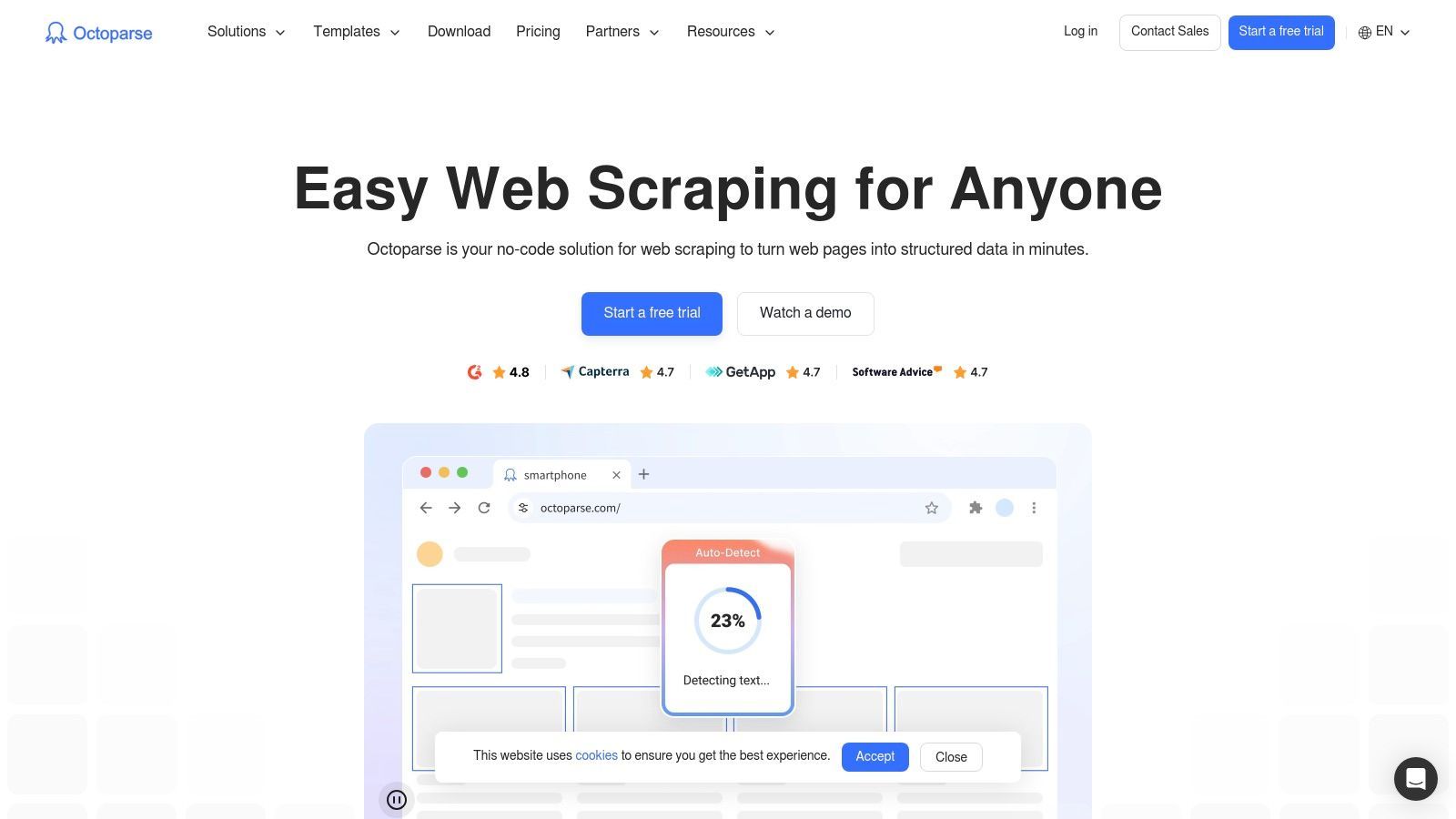 Octoparse visual workflow builder