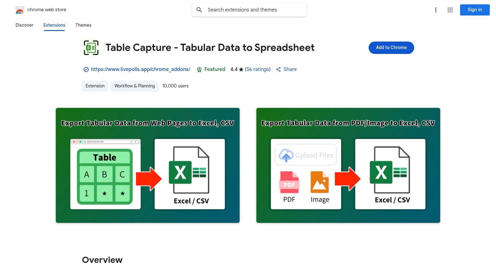Table Capture – Tabular Data to Spreadsheet