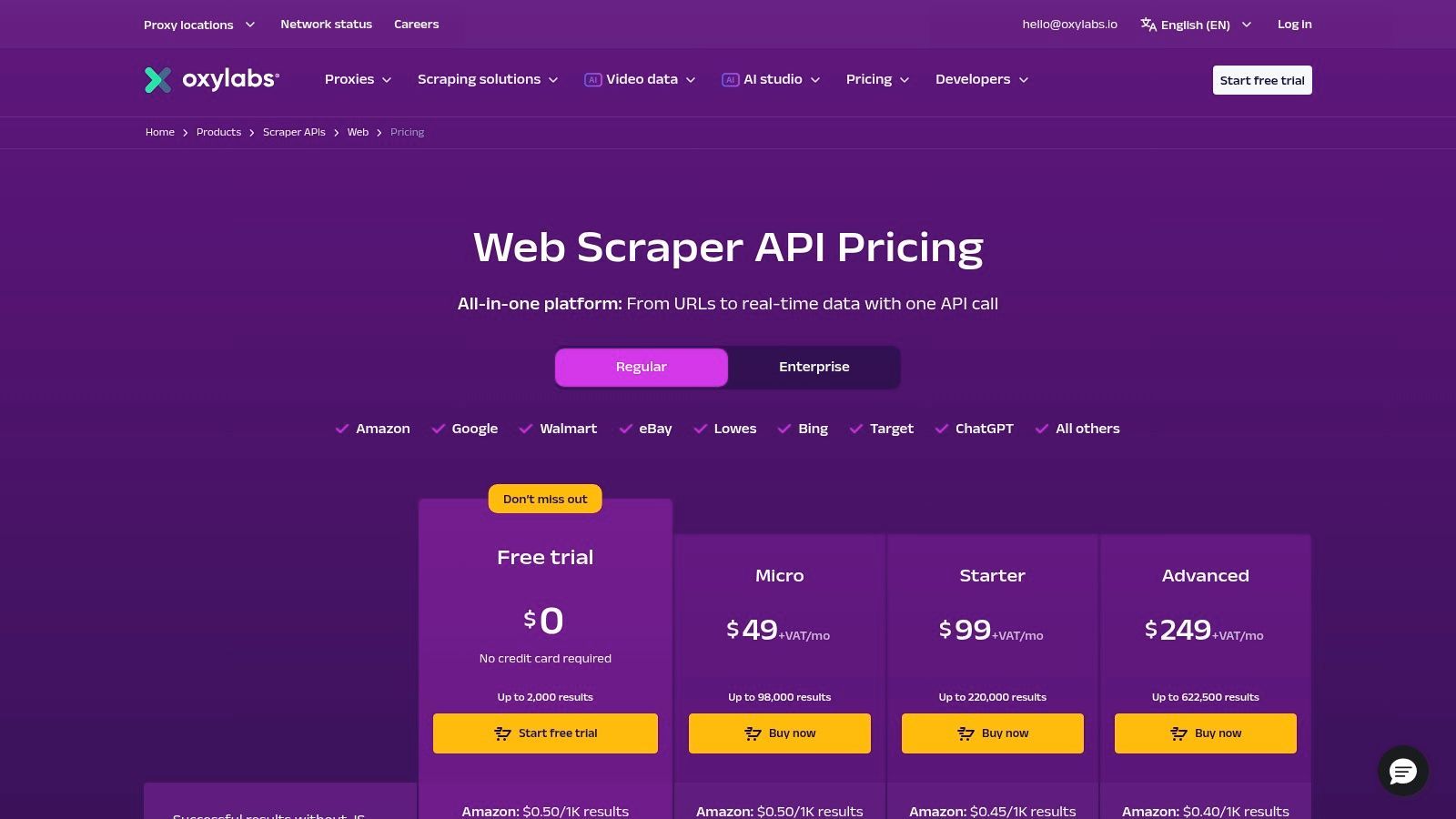 Oxylabs – Web Scraper API