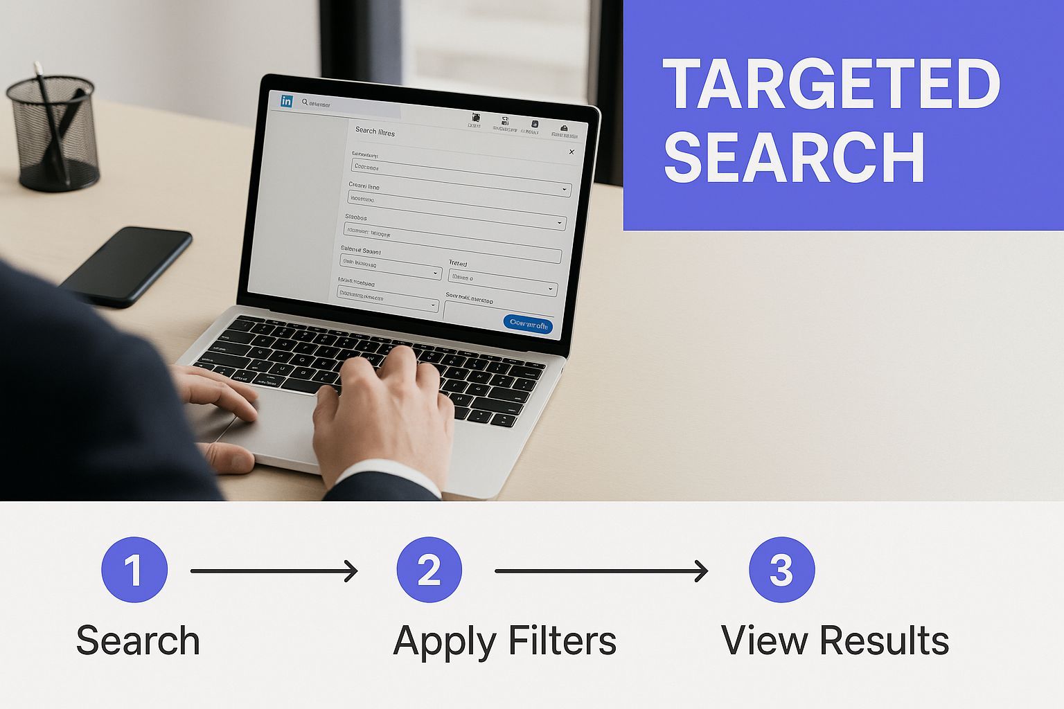 Infographic about how to search for employees on linkedin